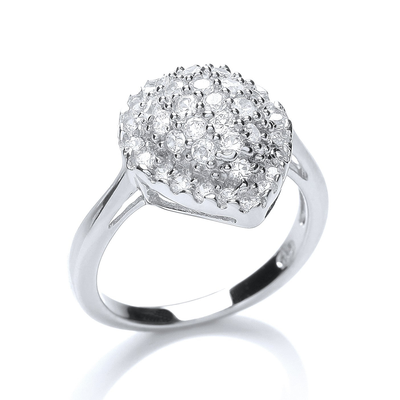 925 Sterling Silver Pear Shape Cluster Ring - FJewellery