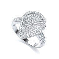 925 Sterling Silver Pear Shape Pave Set Cluster Ring - FJewellery