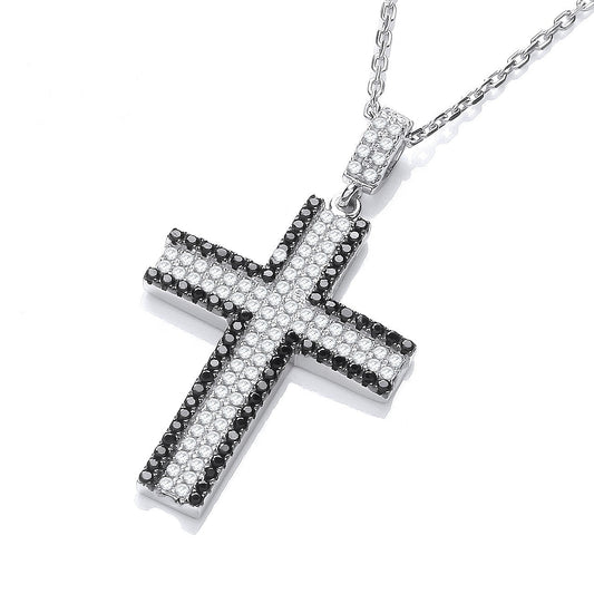 925 Sterling Silver Prong Set Cubic zirconia Cross -18" - FJewellery
