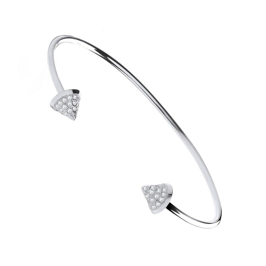 925 Sterling Silver Pyramid Cz Bangle - FJewellery