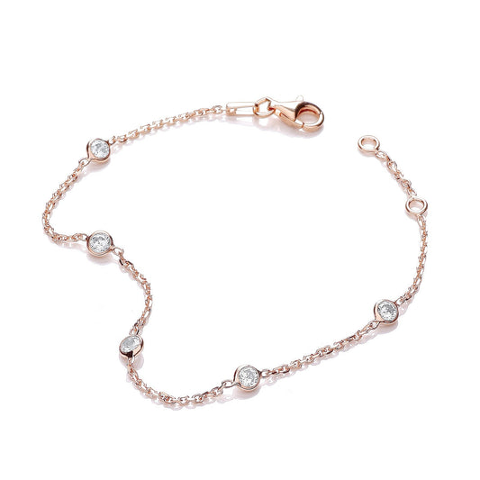 925 Sterling Silver Rose Gold Plated Spectacle Bracelet-7.5" - FJewellery