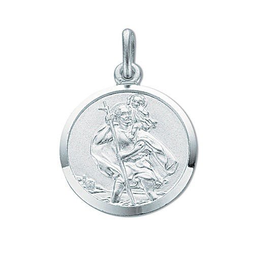 925 Sterling Silver Round St Christopher Pendant - FJewellery