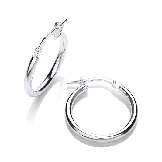 925 Sterling Silver Round Tube Hoop Earrings 18.5 X 2.1mm - FJewellery
