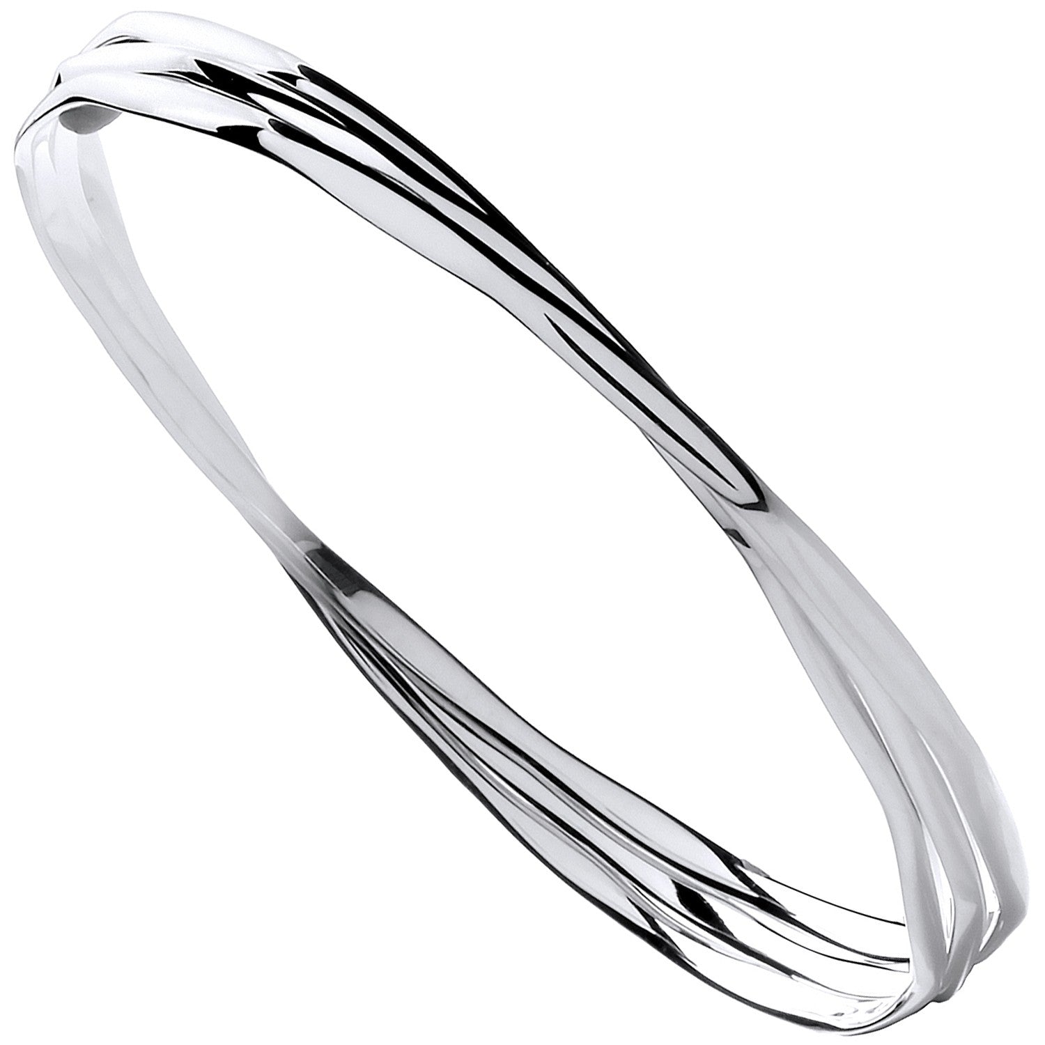 925 Sterling Silver Russian Faceted Ladies Bangle - FJewellery