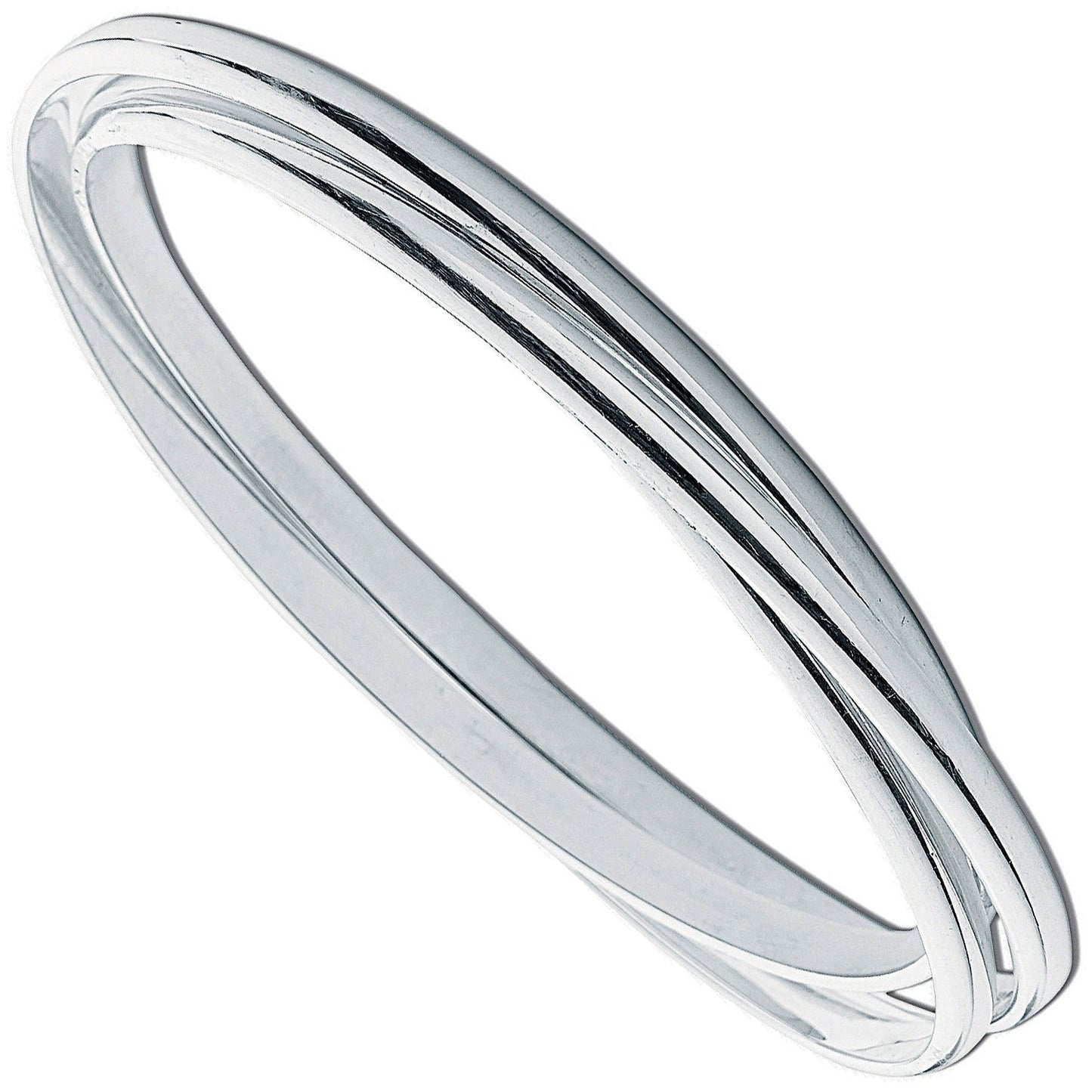 925 Sterling Silver Russian Style Bangle 3.2mm - FJewellery