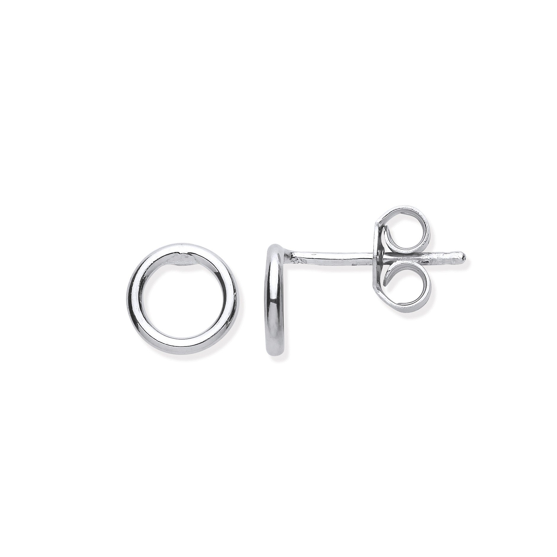 925 Sterling Silver Small Circle Tube Stud Earrings - FJewellery