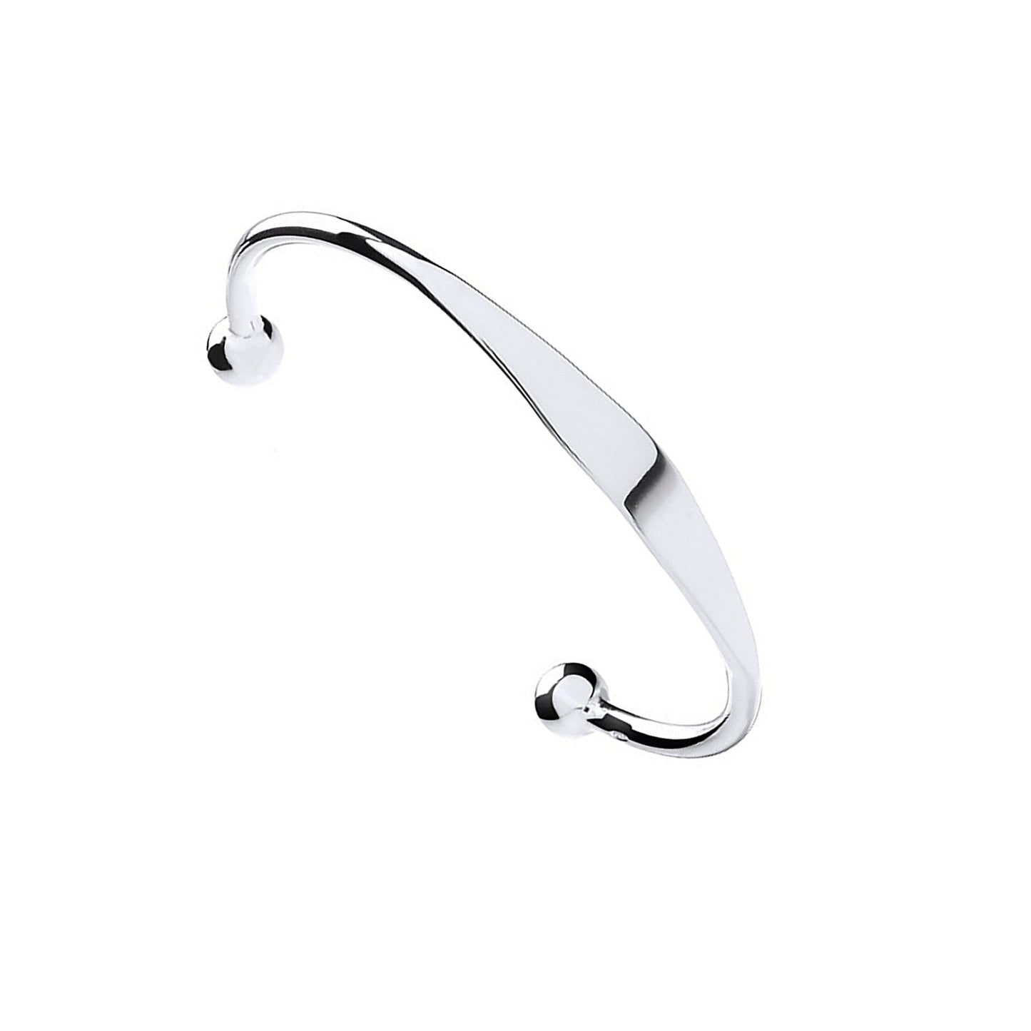 925 Sterling Silver Solid Baby Bangle With Id Plate - FJewellery