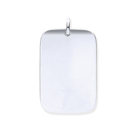 925 Sterling Silver Solid Dog Tag Pendant - FJewellery