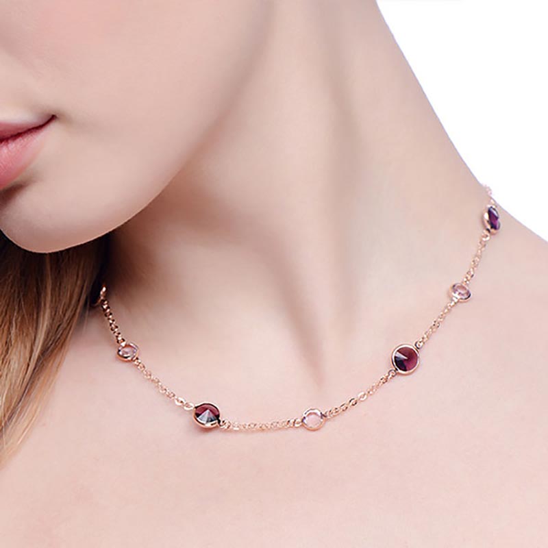 925 Sterling Silver Spectacle Necklace Set With Cubic Zirconia 17" - FJewellery