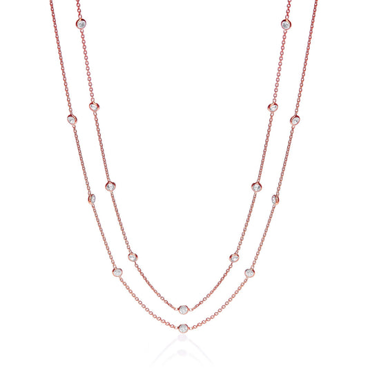 925 Sterling Silver Spetacle Chain Set With Cubic Zirconia 38" - FJewellery