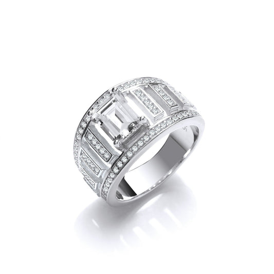 925 Sterling Silver Split Row's with Cz Ring - FJewellery