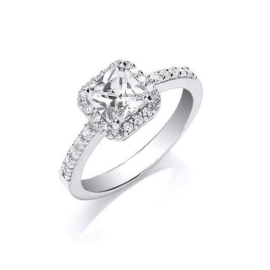 925 Sterling Silver Square Cz Ring - FJewellery