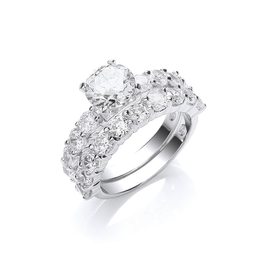 925 Sterling Silver Stunning Bridal Set Cz Rings - FJewellery