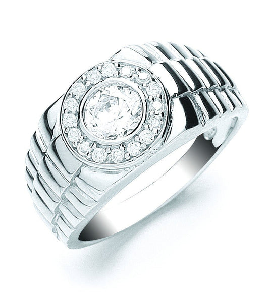 925 Sterling Silver Stunning Mens Cz Ring - FJewellery