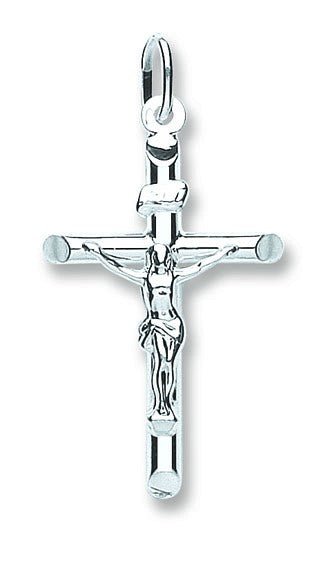 925 Sterling Silver Tube Design Crucifix - FJewellery