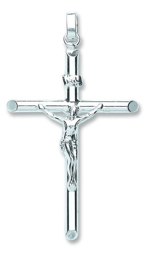 925 Sterling Silver Tubed Crucifix Pendant - FJewellery