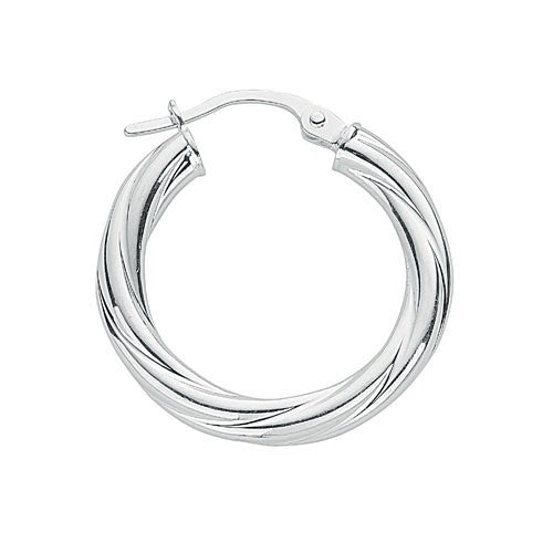 925 Sterling Silver Twisted Hoop Earrings 21.0 X 3.0mm - FJewellery