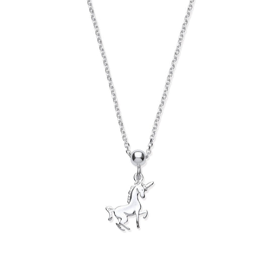 925 Sterling Silver Unicorn Pendant 17" Necklace - FJewellery