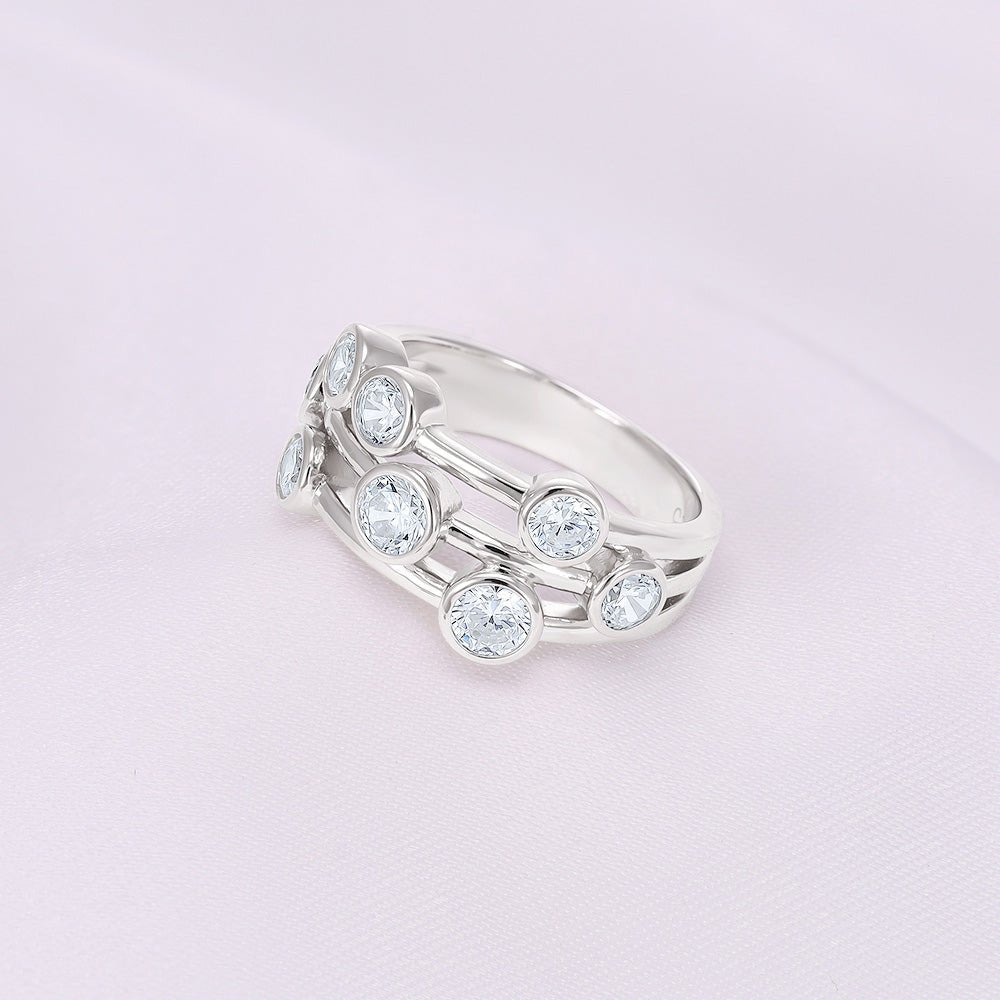 925 Sterling Silver White CZ Cocktail Ring - FJewellery
