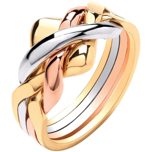 9ct 3 Colour gold 4 Piece Puzzle Ring - FJewellery