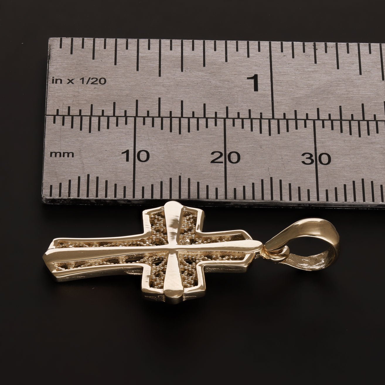 9ct Gold Abstract Double Cross Design Pendant - 32mm - FJewellery