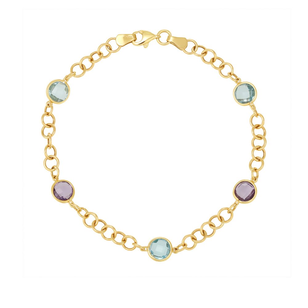 9ct Gold Amethyst And Topaz Bracelet - FJewellery