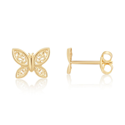 9ct Gold Butterfly Studs - FJewellery