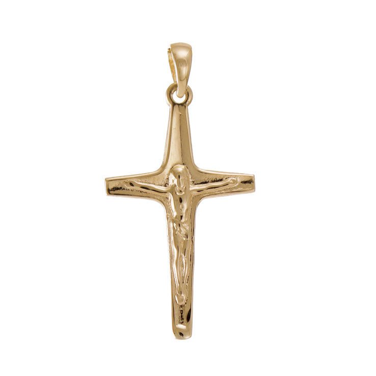 9ct Gold Classic Crucifix Cross Pendant - 34mm - FJewellery