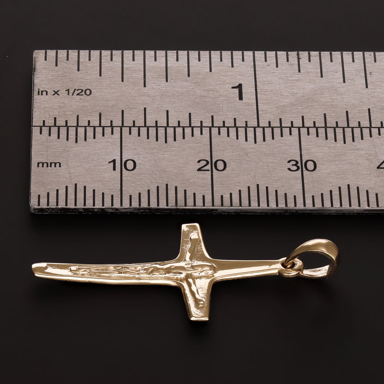 9ct Gold Classic Crucifix Cross Pendant - 34mm - FJewellery