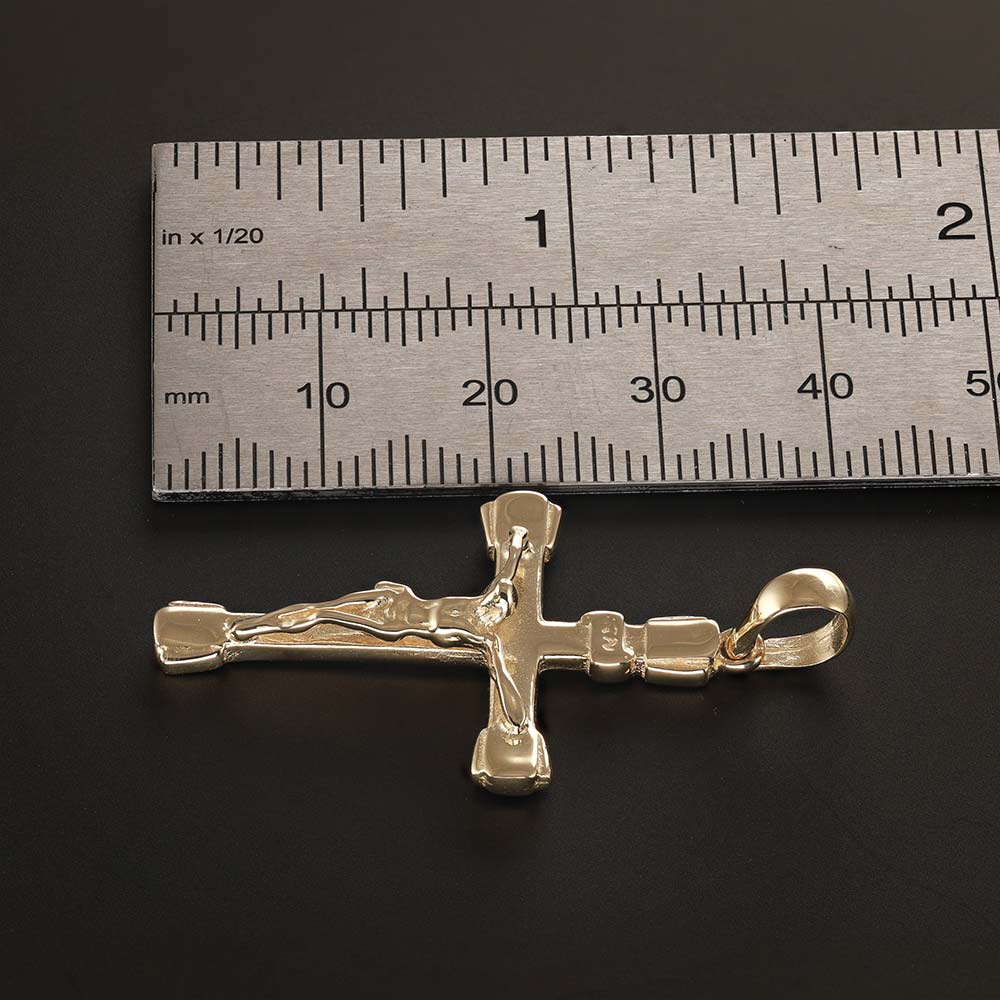 9ct Gold Classic Crucifix Cross Pendant - 41mm - FJewellery