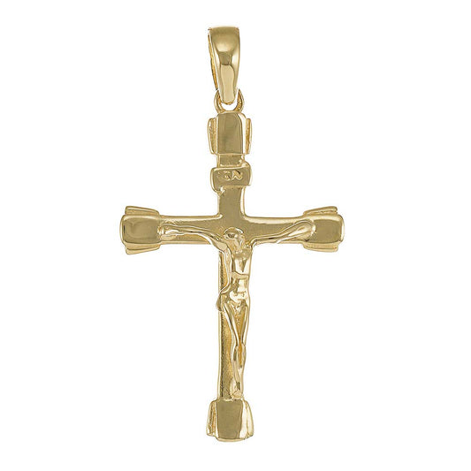 9ct Gold Classic Crucifix Cross Pendant - 41mm - FJewellery