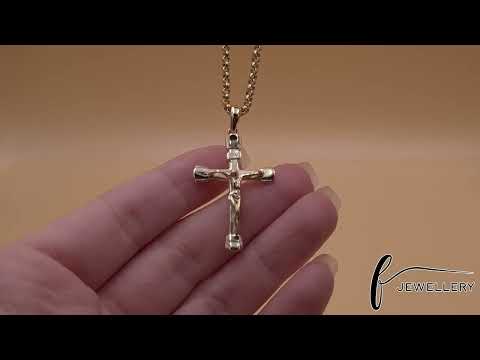 9ct Gold Classic Crucifix Cross Pendant - 41mm - FJewellery