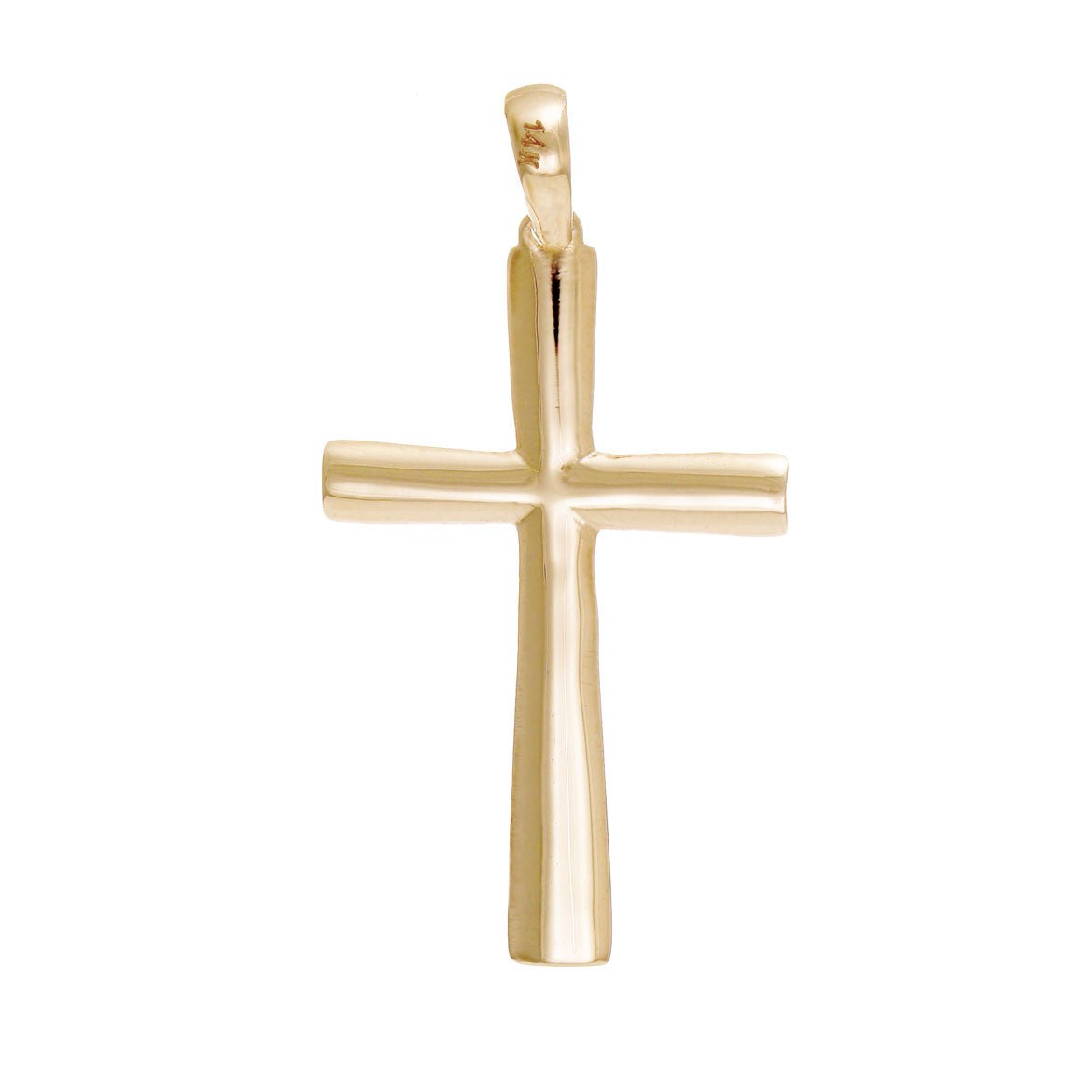 9ct Gold Curved Cross Pendant - 43mm - FJewellery