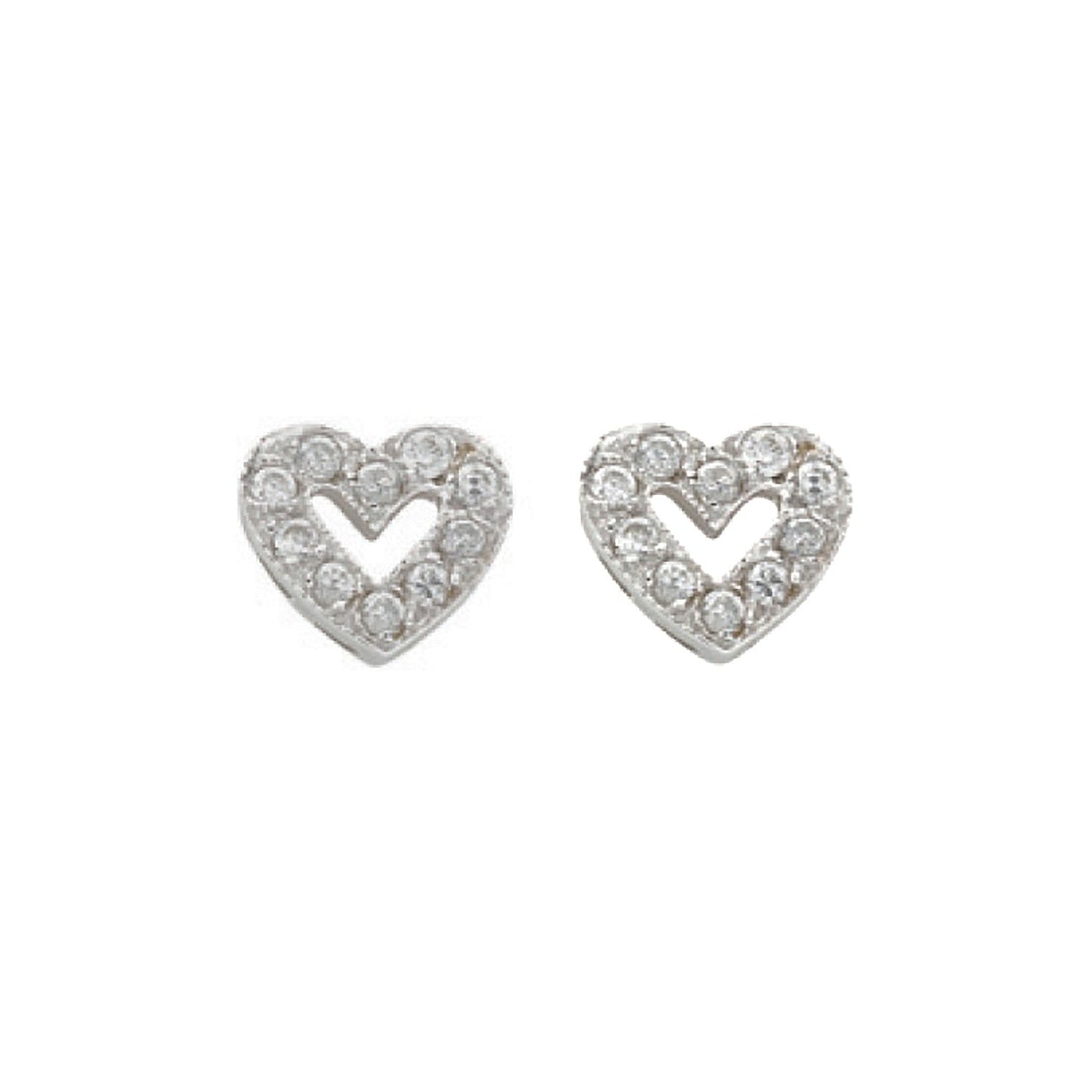 9ct Gold Cz Heart Stud Earrings - FJewellery