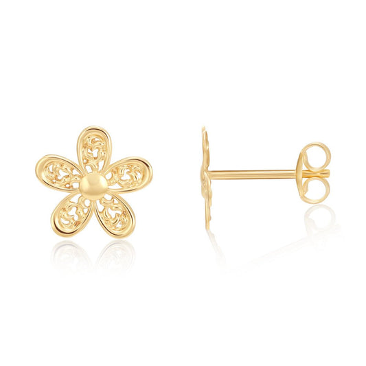 9ct Gold Flower Stud Earrings - FJewellery