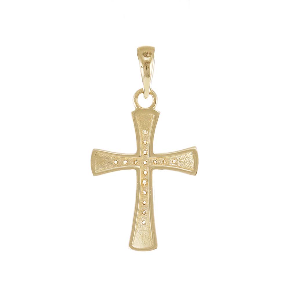 9ct Gold Gem-Set Classic Cross Pendant - 25mm - FJewellery