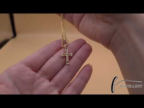 9ct Gold Gem-Set Traditional Cross Pendant - 25mm - FJewellery