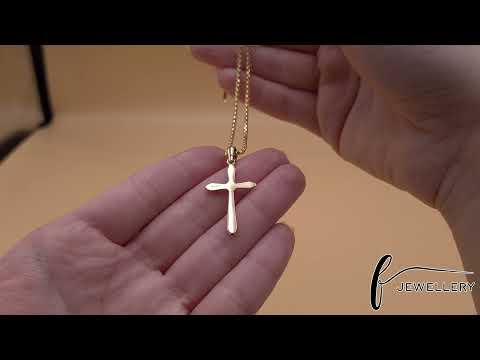 9ct Gold Geometrical Cross Pendant - 37mm - FJewellery