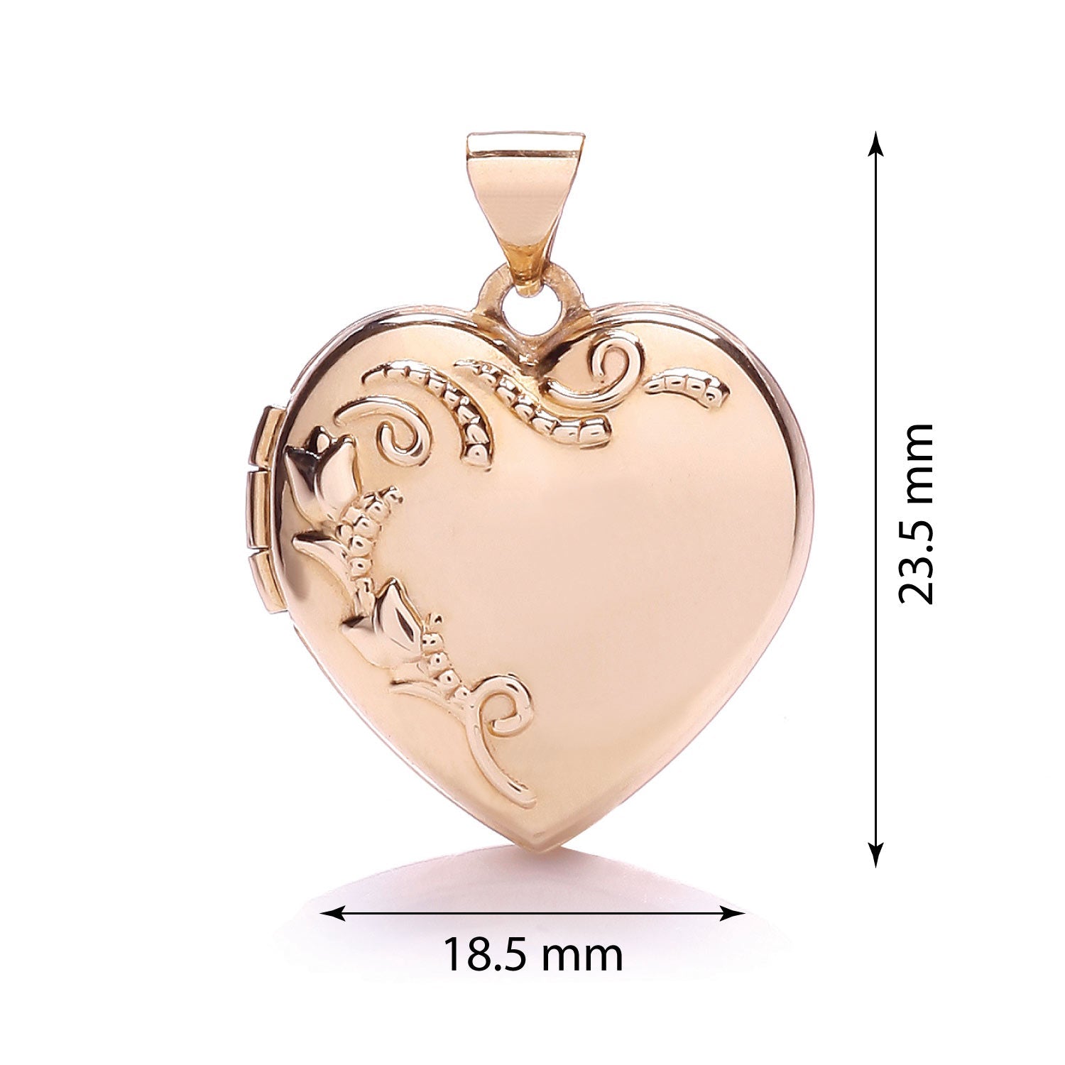 9ct Gold Heart Shape Locket with design - FJewellery