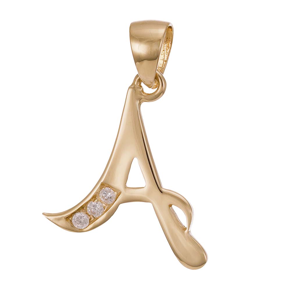 9ct Gold Initial Pendant Letter A - 24mm - FJewellery