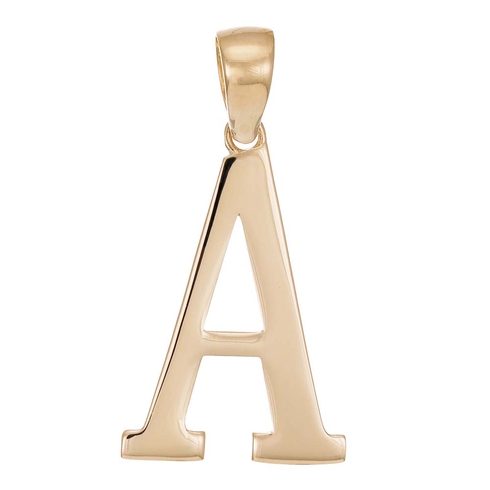 9ct Gold Initial Pendant Letter A - 32mm - FJewellery