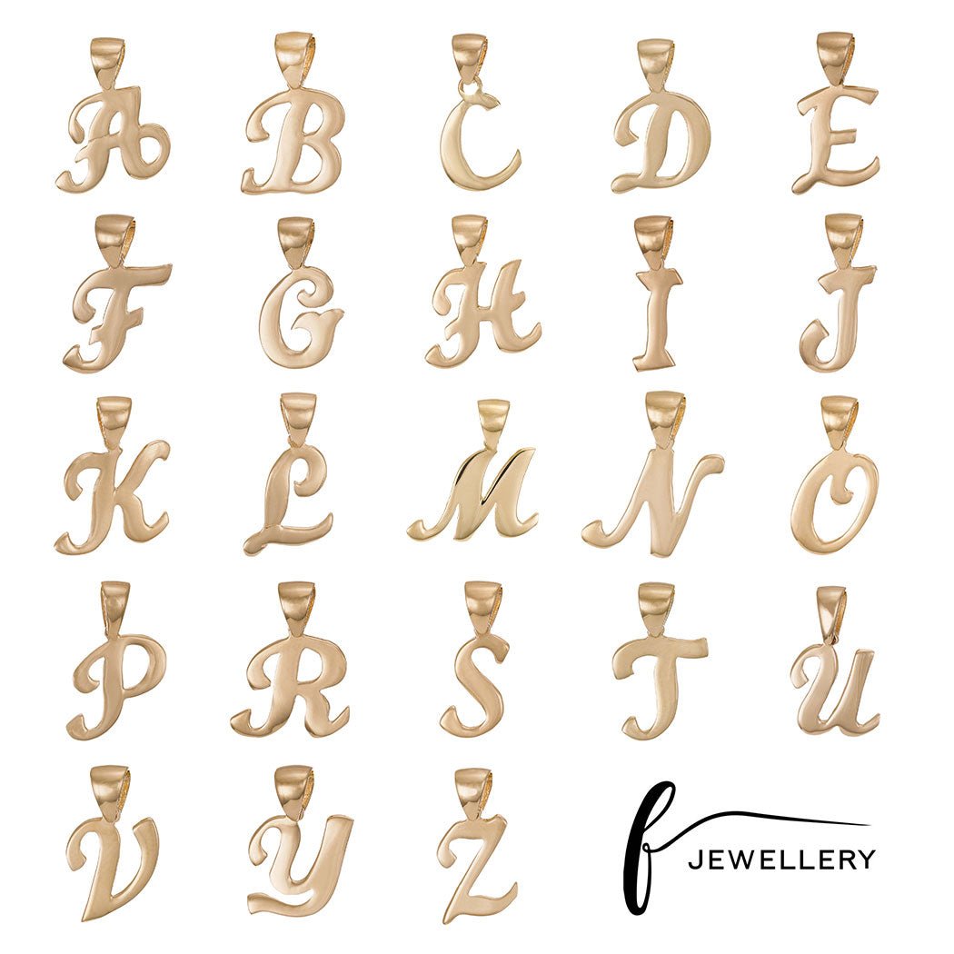 9ct Gold Initial Pendant Letter B - 17mm - FJewellery