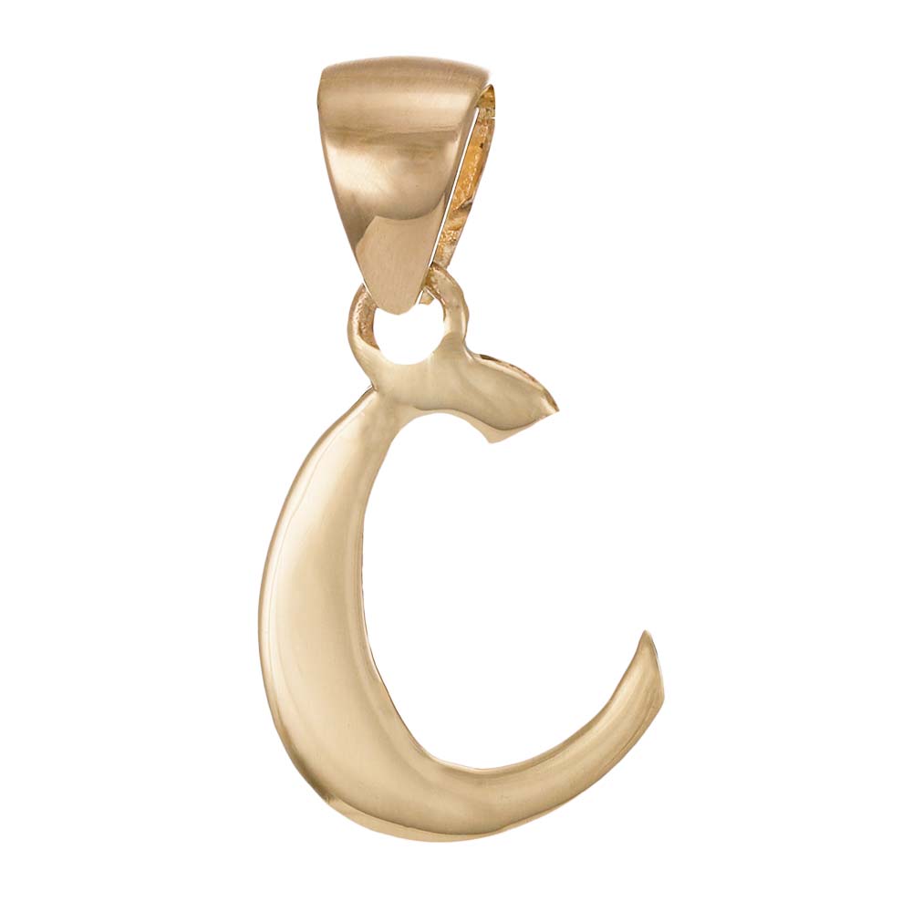 9ct Gold Initial Pendant Letter C - 16mm - FJewellery