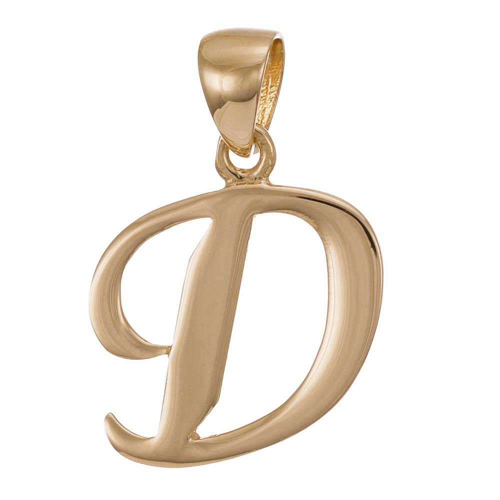 9ct Gold Initial Pendant Letter D - 24mm - FJewellery