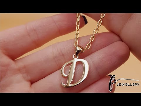 9ct Gold Initial Pendant Letter D - 24mm - FJewellery