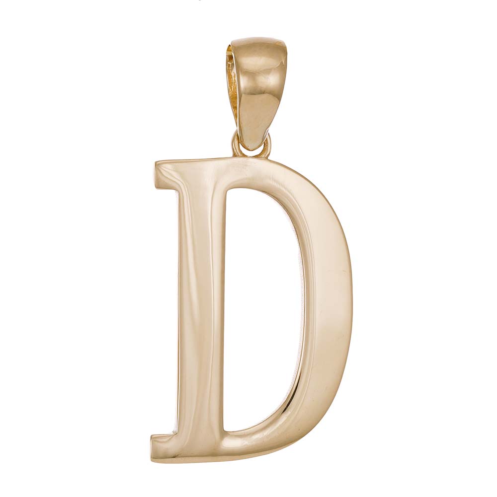 9ct Gold Initial Pendant Letter D - 32mm - FJewellery