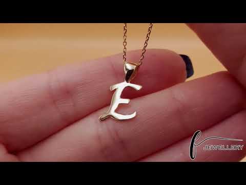 9ct Gold Initial Pendant Letter E - 18mm - FJewellery