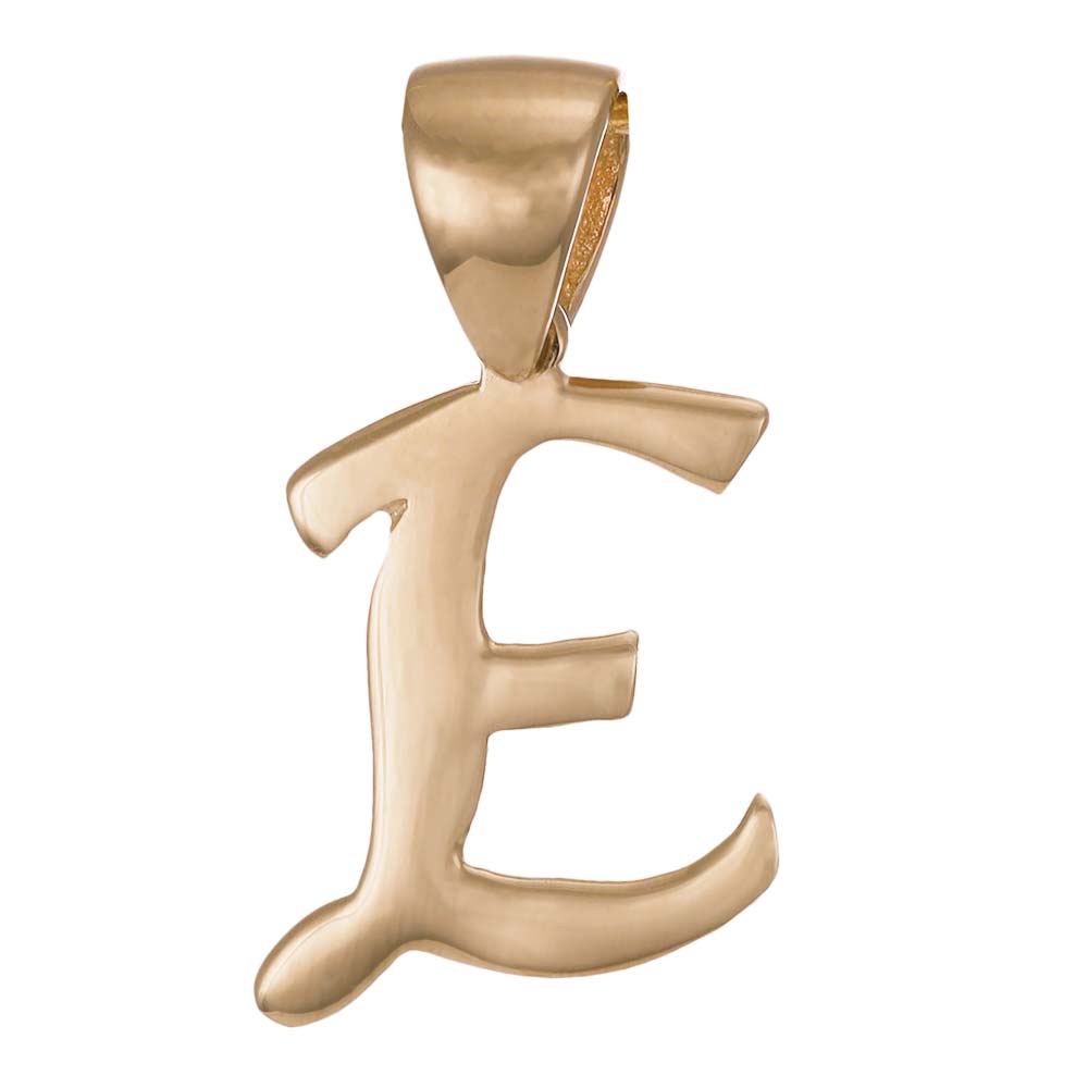 9ct Gold Initial Pendant Letter E - 18mm - FJewellery