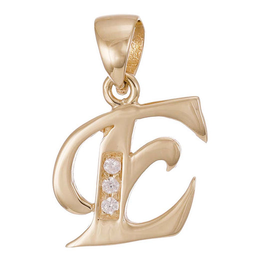 9ct Gold Initial Pendant Letter E - 21mm - FJewellery