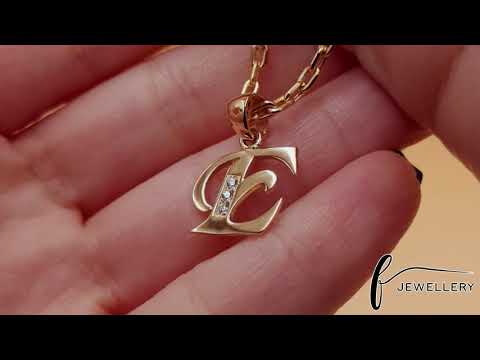 9ct Gold Initial Pendant Letter E - 21mm - FJewellery